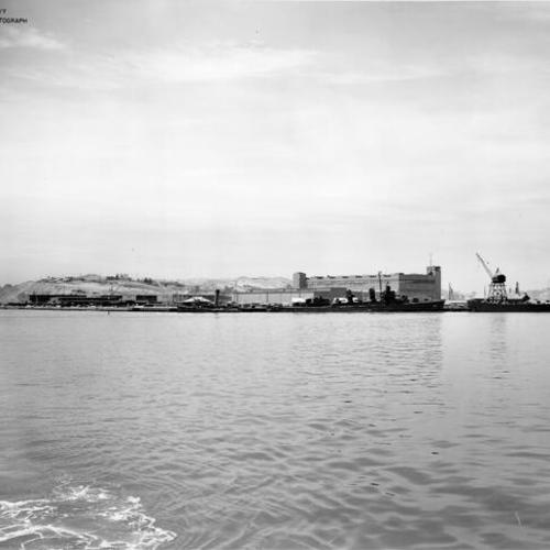 [Looking northwest at berths 1, 2, 3 and 4, Naval Drydocks, Hunters Point]