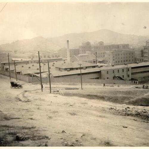 [View of tuberculosis unit at San Francisco City and County Hospital, looking southwest]