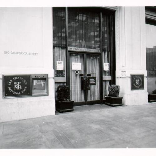[Front entrance of the San Francisco National Bank]