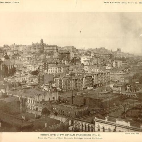 BIRD'S-EYE VIEW OF SAN FRANCISCO (No. 2). From the Tower of New Chronicle Building looking Northwest
