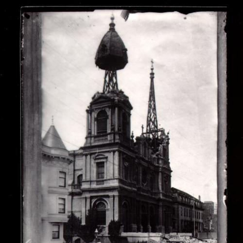[St. Dominic's Church, at Bush and Steiner Streets, after the 1906 earthquake]