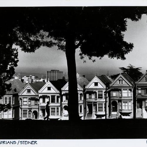 [Alamo Square Park, located at Steiner Street, with Victorian homes in the background]