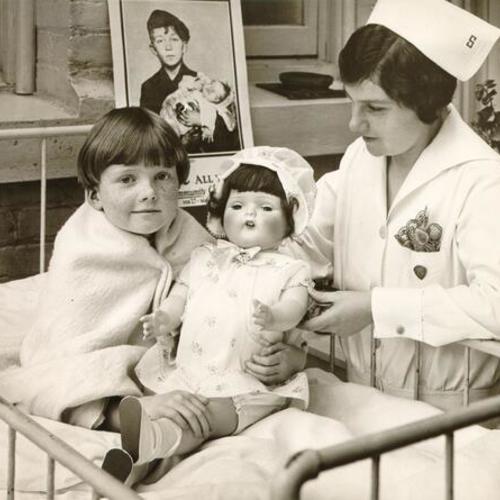 [Nurse Margaret Riassetto helping a patient, "Jane," at Lane Hospital]