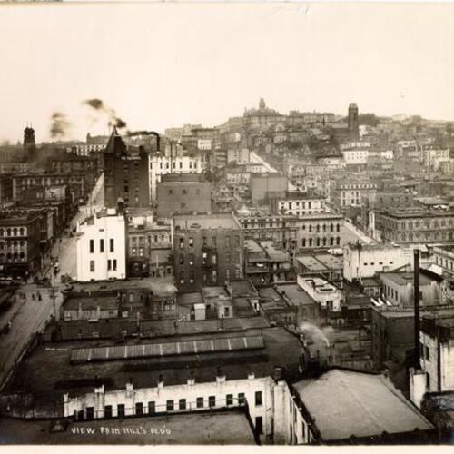 [View of Bush Street and nearby area from the Mills Building]