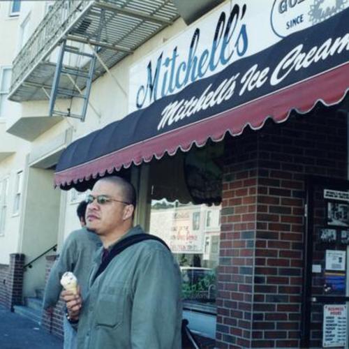 [Eric at Mitchell's Ice Cream shop in Bernal Heights]