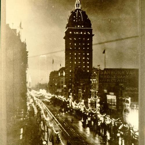 [Market Street, east of Grant, at night]