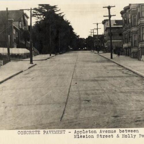 Appleton Avenue between Mission Street and Holly Park Circle, 1921-22, concrete pavement