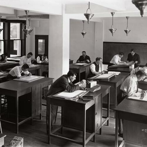 Y. M. C. A. classroom with people at desks