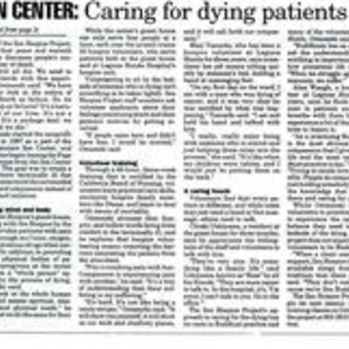 Caring for the Dying with an Eastern Touch, The Independent, September 1998, 2 of 2