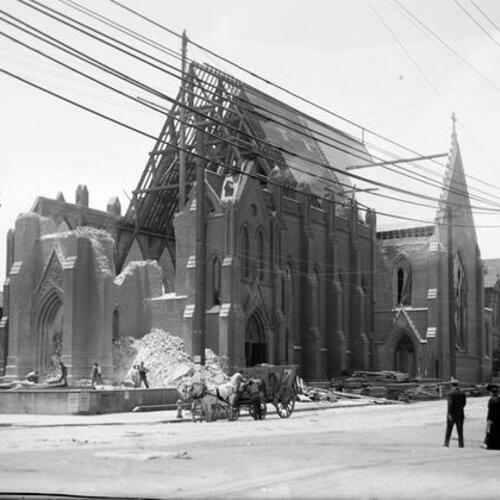 [Ruins of Mission Dolores Church after 1906 earthquake]