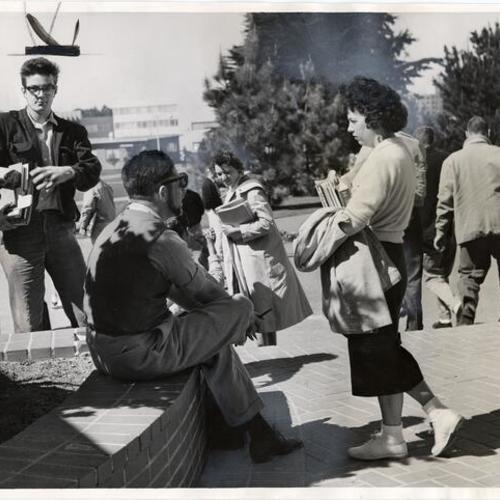 [Students on campus of San Francisco State College]