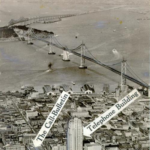 [Aerial view of the San Francisco-Oakland Bay Bridge]
