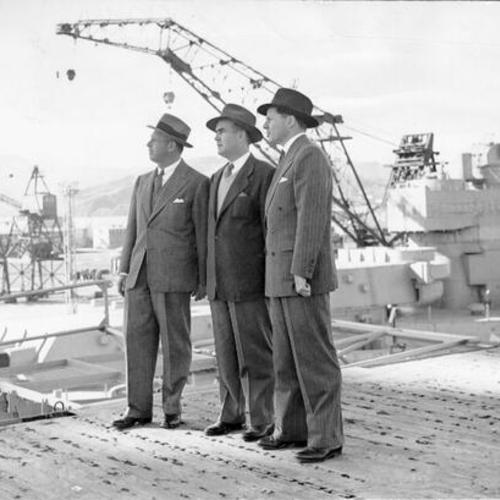 [Paul Bissinger, J. Joseph Sullivan and Francis V. Keesling Jr. at Hunters Point Shipyard]