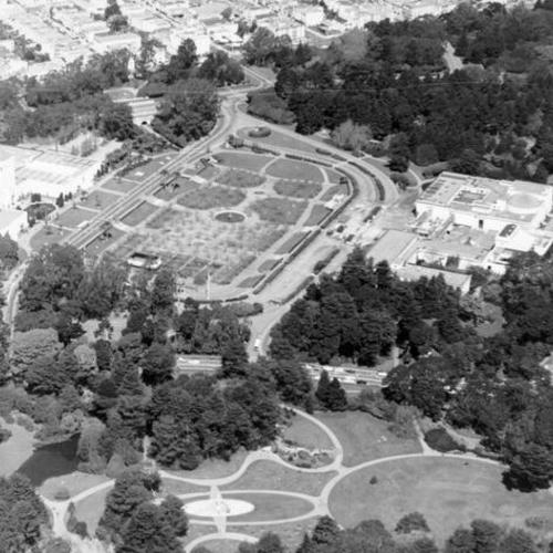 [Aerial view looking at Music Concourse in Golden Gate Park]