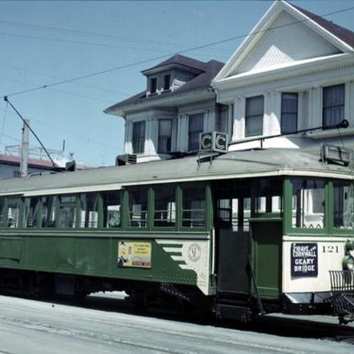 [2nd Avenue south of Cornwall looking Northeast at Muni "C" line car 121]