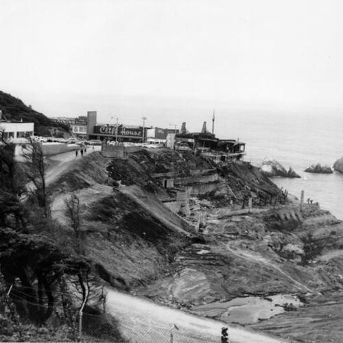 [Exterior of Sutro Baths in ruins after the fire]