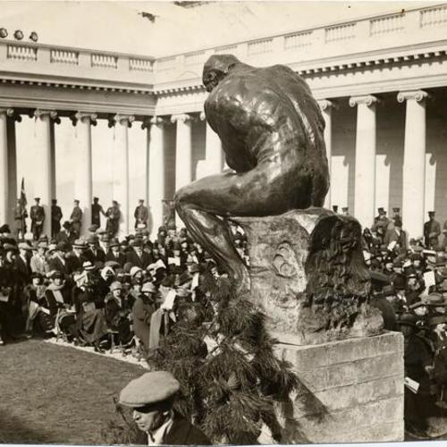 [Ceremony in courtyard at the Palace of the Legion of Honor]