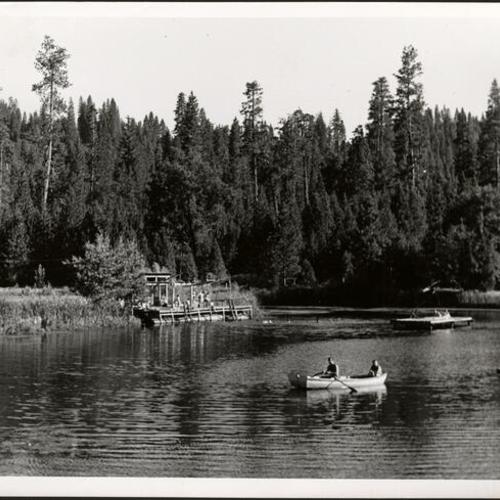 [Campers in row boat on Birch Lake at Camp Mather]