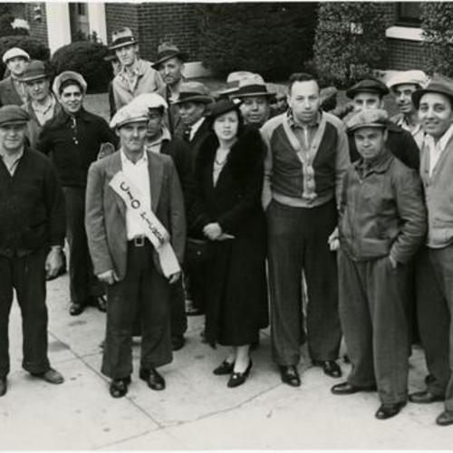 [C. I. O. strikers on picket duty at the American Can Company]