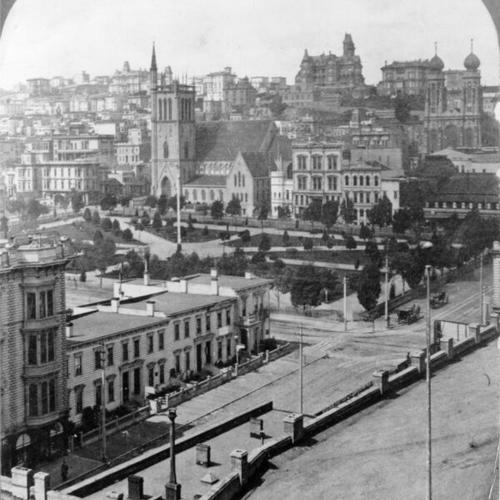 [Union Square, with Stockton Street in foreground]