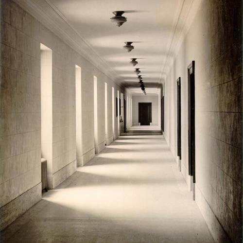 [Interior of Main Library - 3rd floor corridor leading to music and technical rooms]