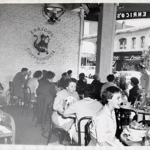 [Lunch crowd at Enrico's restaurant]