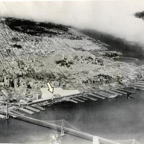 [Aerial view of the Embarcadero showing Ferry Post Office Annex]