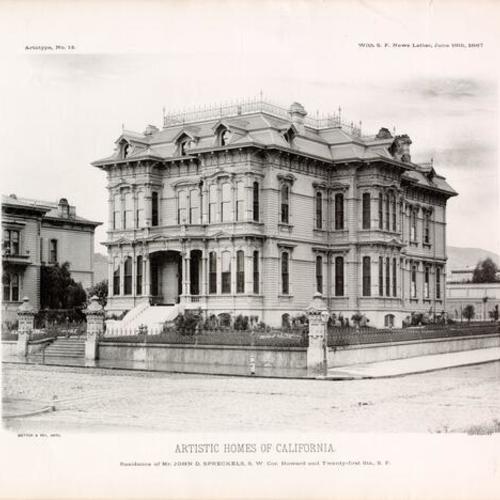ARTISTIC HOMES OF CALIFORNIA, Residence of Mr. JOHN D. SPRECKELS, S. W. Cor. Howard and Twenty-first Sts., S. F.