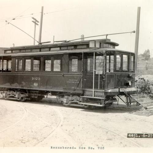 [United Railroad streetcar number 1023]