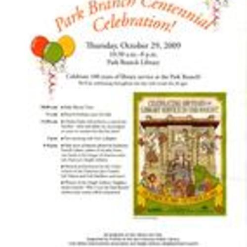 Park Branch Centennial Celebration, October 29 2009, Poster