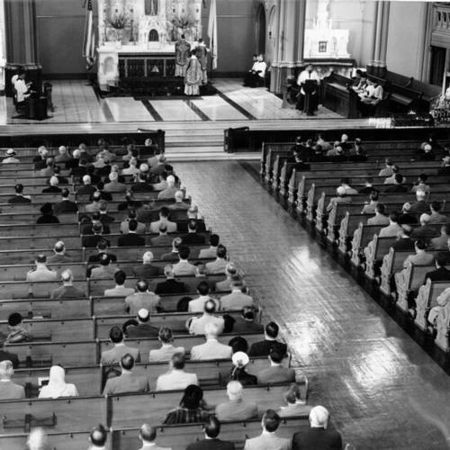[Members of the legal profession praying in St. Mary's Cathedral]