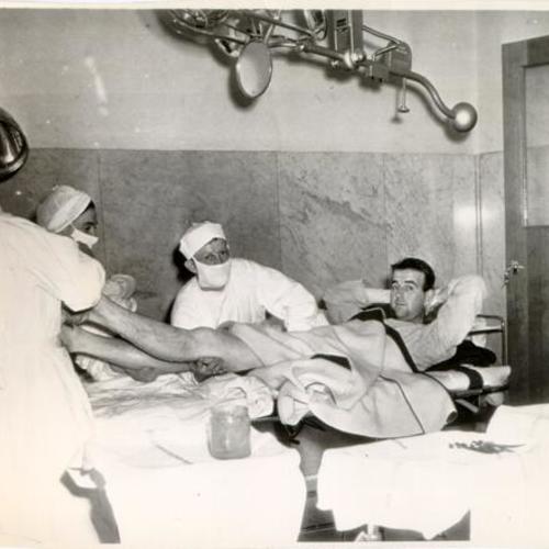 [Private Wallace Feazell undergoing treatment at Letterman General Hospital]