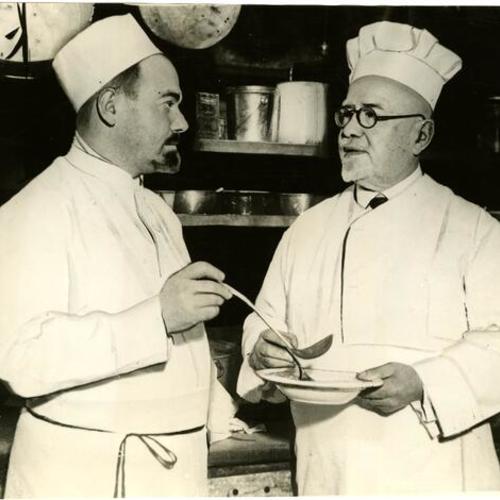 [Joseph Coppa (left) and Victor L. Coppa, Sr. (rt.) at Coppa's Restaurant]
