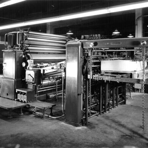 [Printing press at the Recorder Printing and Publishing Company]