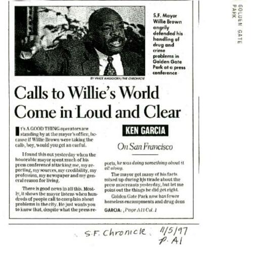 Calls to Willie's World..., SF Chronicle, Nov. 5 1997