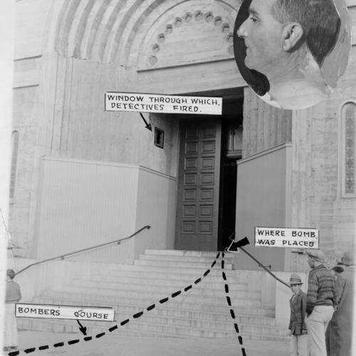 [Photo showing course of events in bombing of Saints Peter and Paul's Church]
