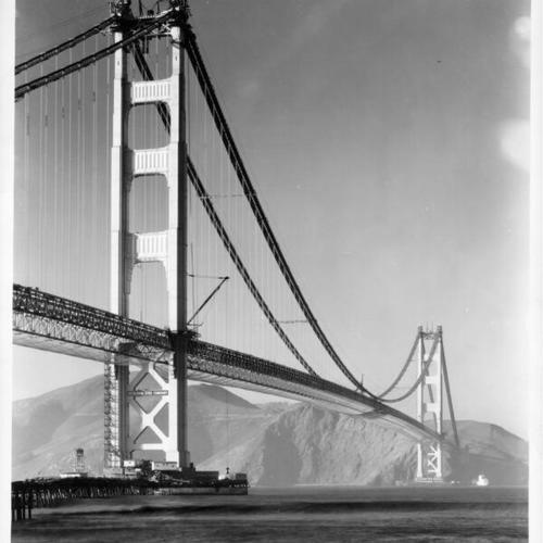 [Golden Gate Bridge deck under construction]