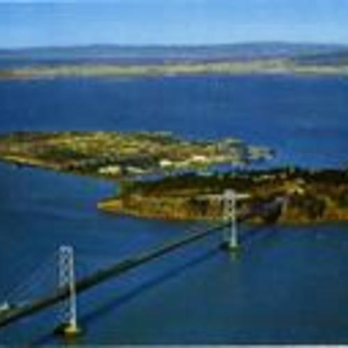 [Aerial views of Treasure Island and San Francisco Bay]