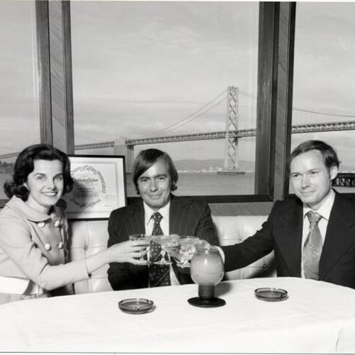 [Dianne Feinstein with Charles Stinson and Thomas Stinson, owners of Sinbad's Pier 2 Restaurant]