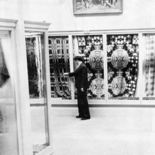 [Unidentified man inside the De Young Museum in Golden Gate Park]