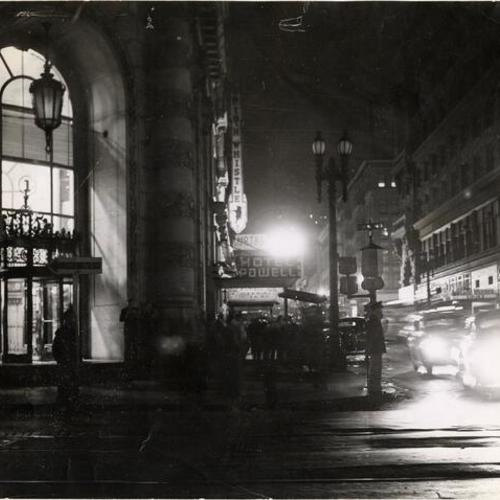 [Intersection of Powell and Eddy streets at night]