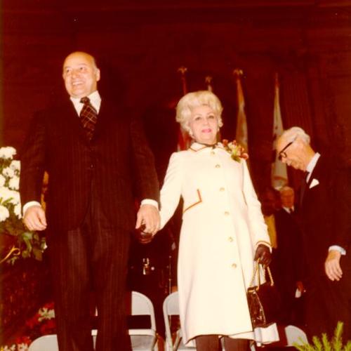 [Mayor Joseph Alioto and Angelina at 1972 inauguration]