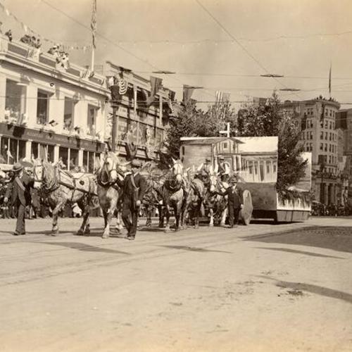 [Mission float in Parade from Portola Festival, October 19-23, 1909]