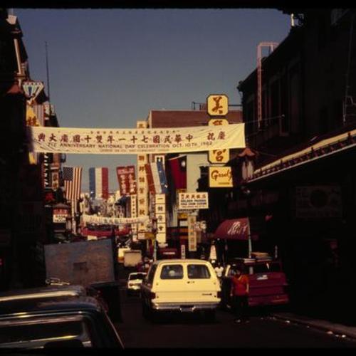 Chinatown traffic and signs along Grant Avenue and Jackson Street