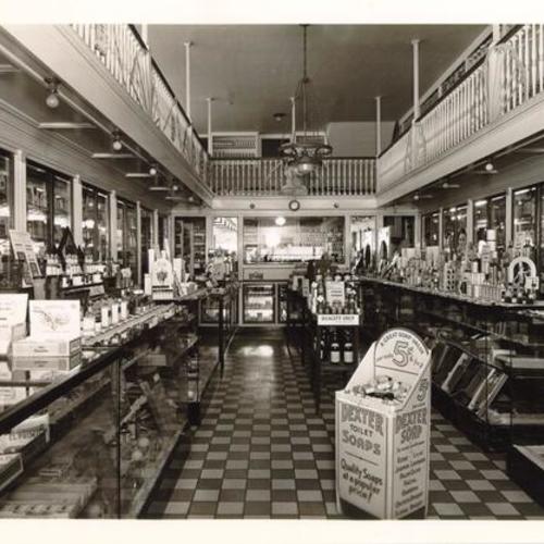 [Interior of Shumate's Pharmacy at the corner of 19th Avenue and Taraval Street]
