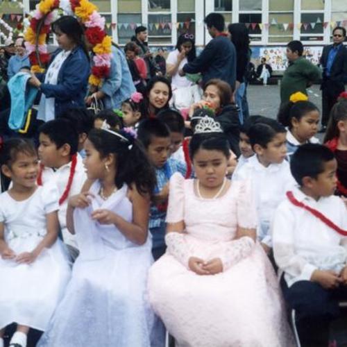 [Students of Bessie Carmichael School at Annual flores de Mayo event, "May Flowers."]