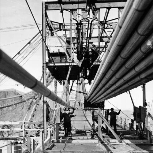 [Cable spinning work for Golden Gate Bridge]