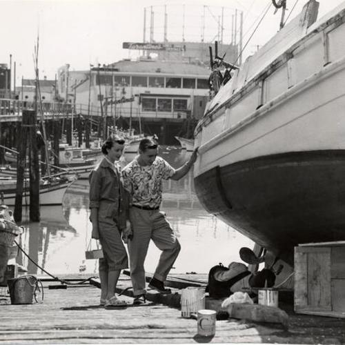 [Tourists Carol Lyle and Dwane Hodgson visiting Fisherman's Wharf]