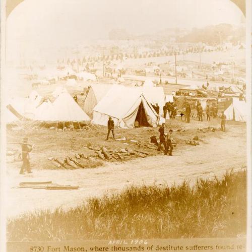Fort Mason, where thousands of destitute sufferers found relief, San Francisco Disaster, U. S. A.