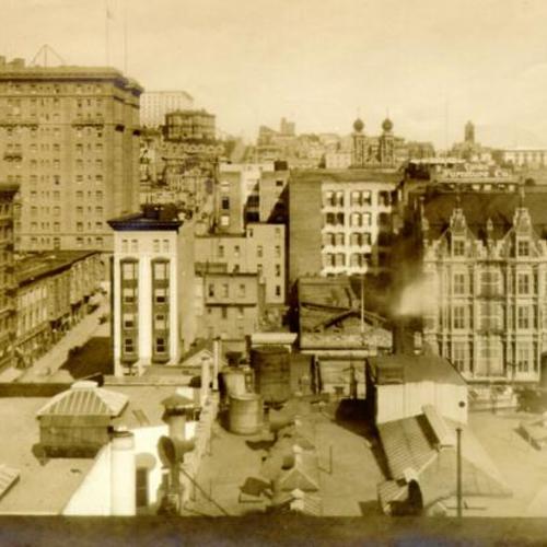 [View of Nob Hill taken from James Flood Building before the fire]